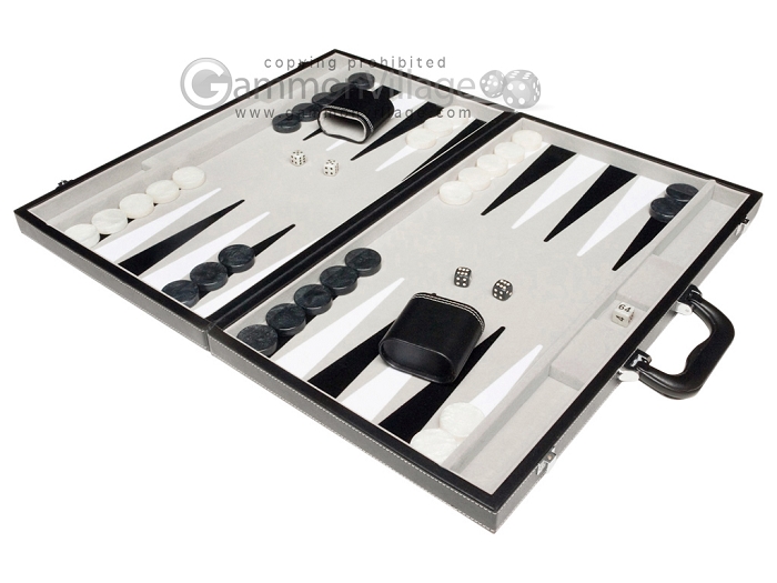 21-inch Leatherette Backgammon Set by GammonVillage - Black/Grey