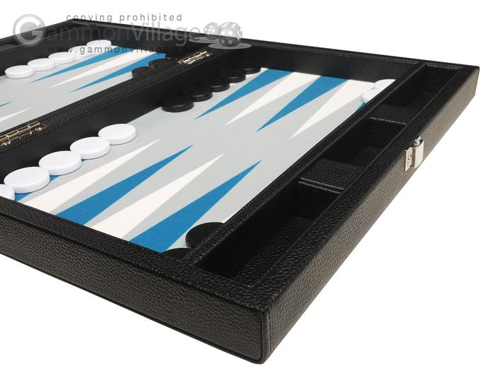 13-inch Backgammon Set by Silverman & Co. - Leatherette - Black/Blue