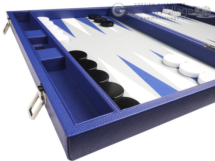 19-inch Premium Backgammon Set by Silverman & Co. - Indigo Blue