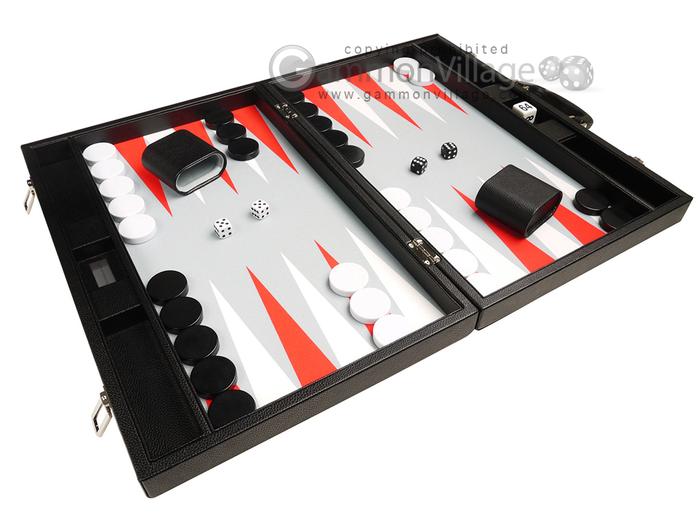 Large Size Black Board White/Scarlet Red Points 19" Premium Backgammon Set 