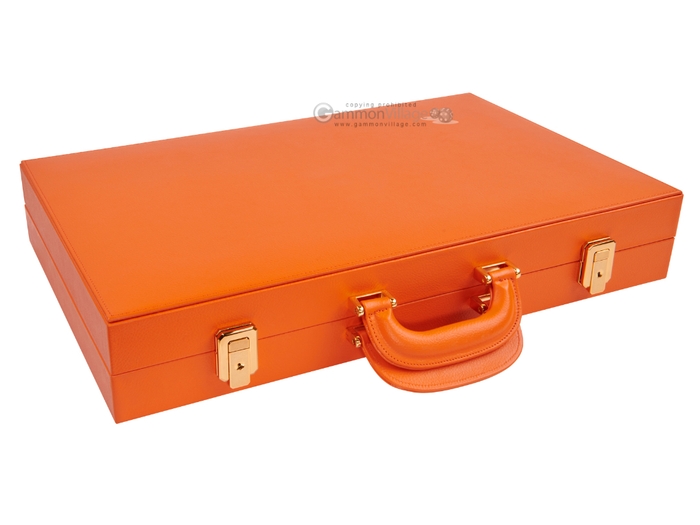 Game Backgammon, Orange Couture Leather