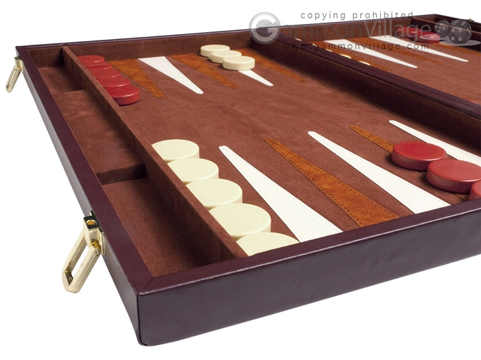 Leather Backgammon Tournament Board 21" COOB Elephant Russian Luxury Wooden 