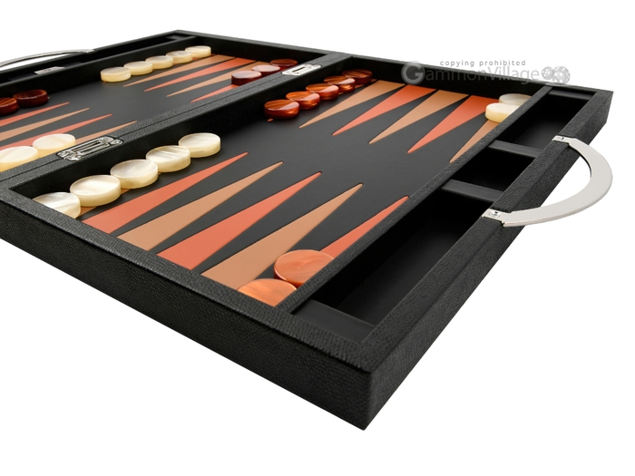 15-inch Luxury Travel Backgammon Set by Zaza & Sacci - Leather 