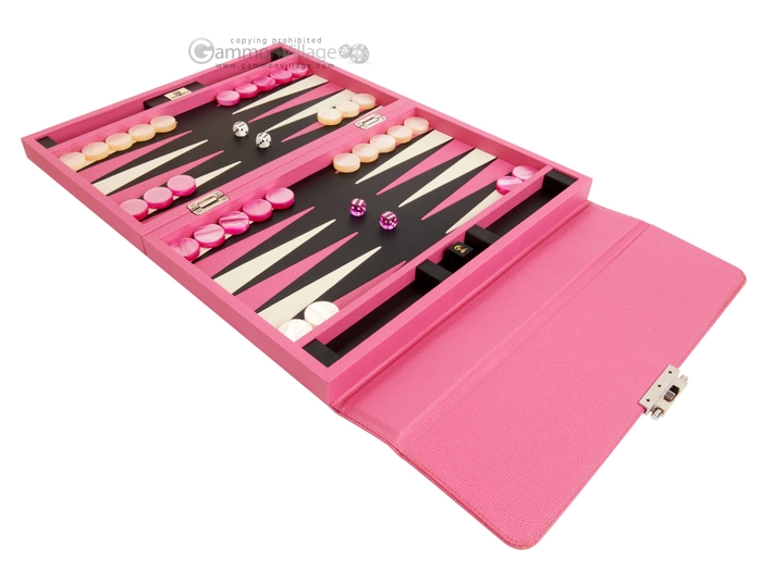 Small Leather Backgammon Powder Pink