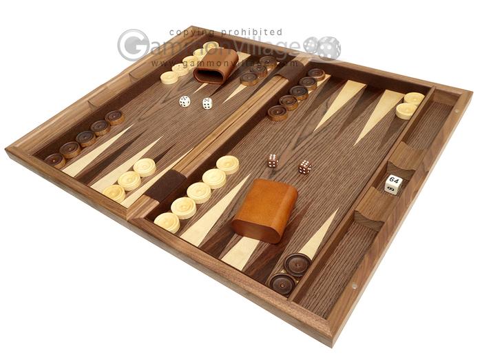 19-inch Wood Backgammon Set by Orion Woodcraft - Diamond Inlay