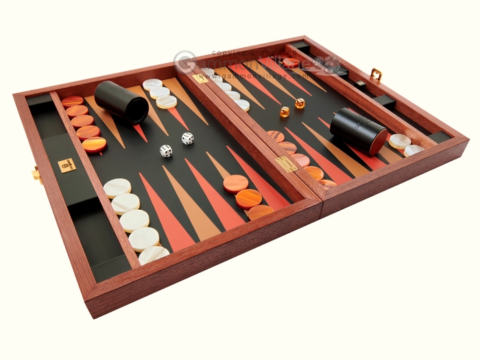 23-inch Large Leather Backgammon Set by Zaza & Sacci - Black